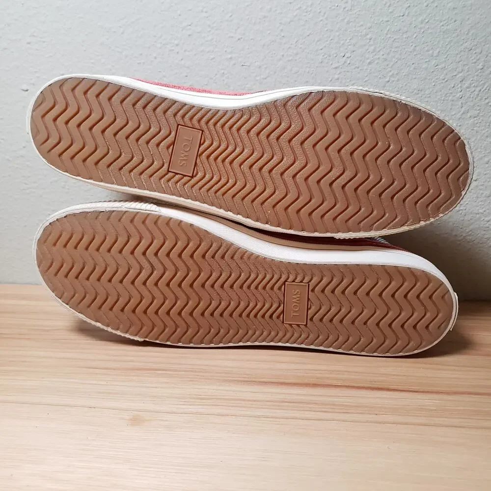 Toms Women's 9 Corduroy Slip On Casual Snekers Spice Red Rust‎ Fall Basic Comfy